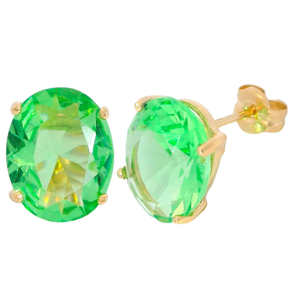 PENDIENTES OVAL 10x8MM COLOR PERIDOTO PRESION