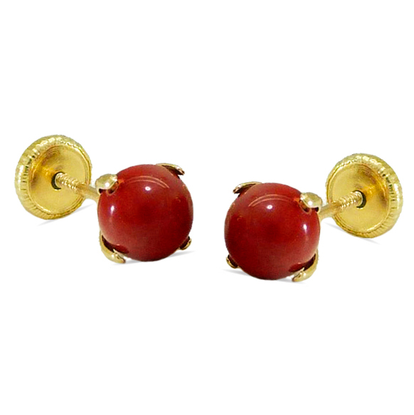 PENDIENTES PATILLA COLOR CORAL 5MM .TORNILLO