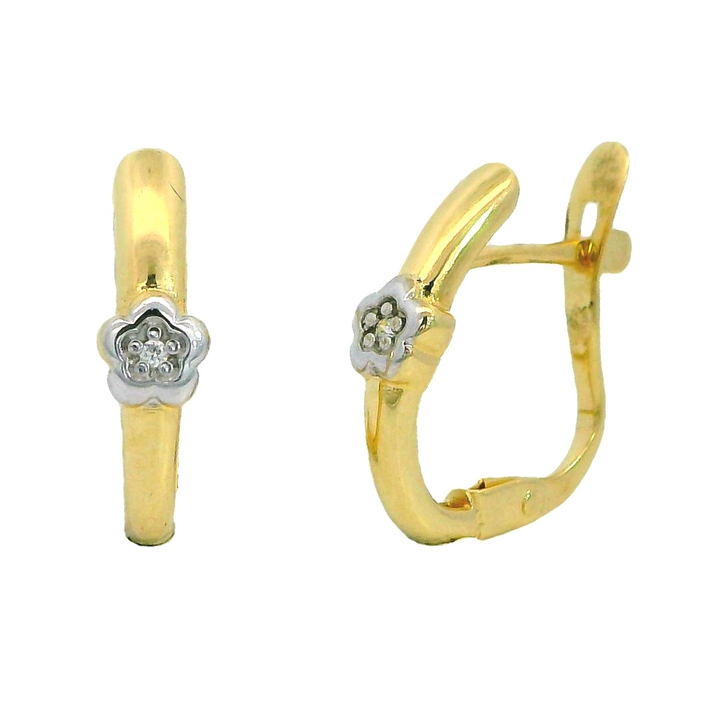 PENDIENTES MEDIO ARO  BICOLOR FLOR CIRCONITA.