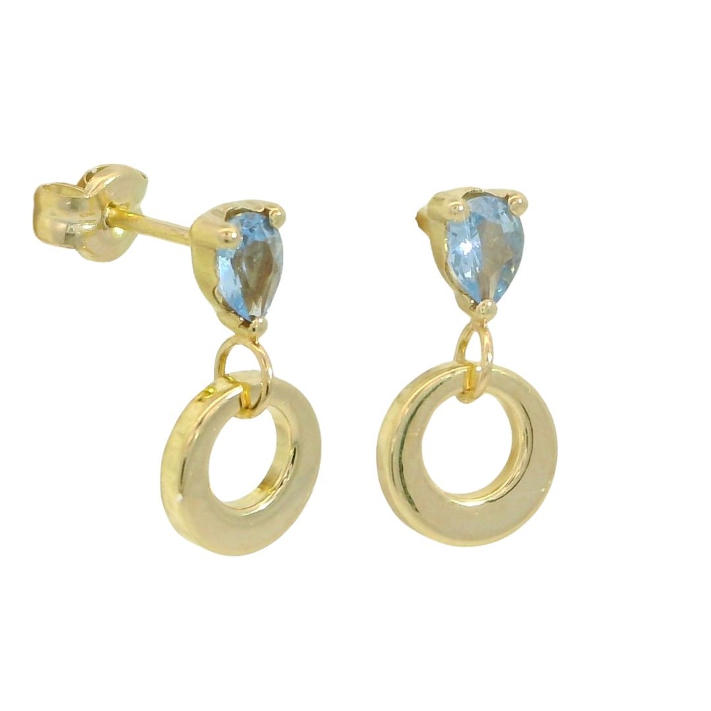 PENDIENTES LARGOS 1 PIEDRA EN COLOR AGUA MARINA