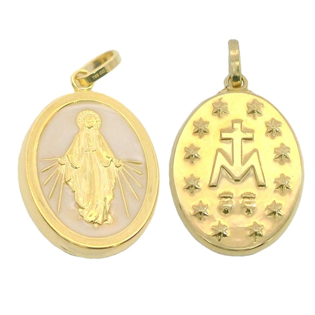 MEDALLA VIRGEN MILAGROSA OVAL  CON NÁCAR 10MM.
