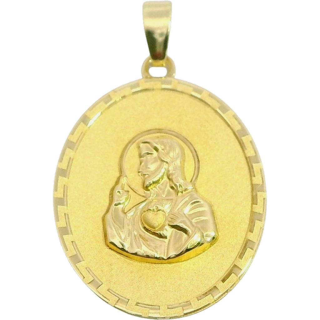 MEDALLA SAGRADO CORAZON DE JESUS OVAL CON GRECA.15MM.
