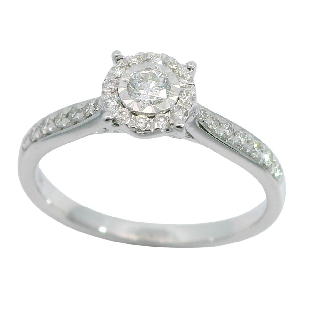 SORTIJA  BRILLANTES DI 10 RD 0.10 CT  SI-H 14 SC 0.09 1RD 0.10 2RD 0.011 CT.0.30 CT TW