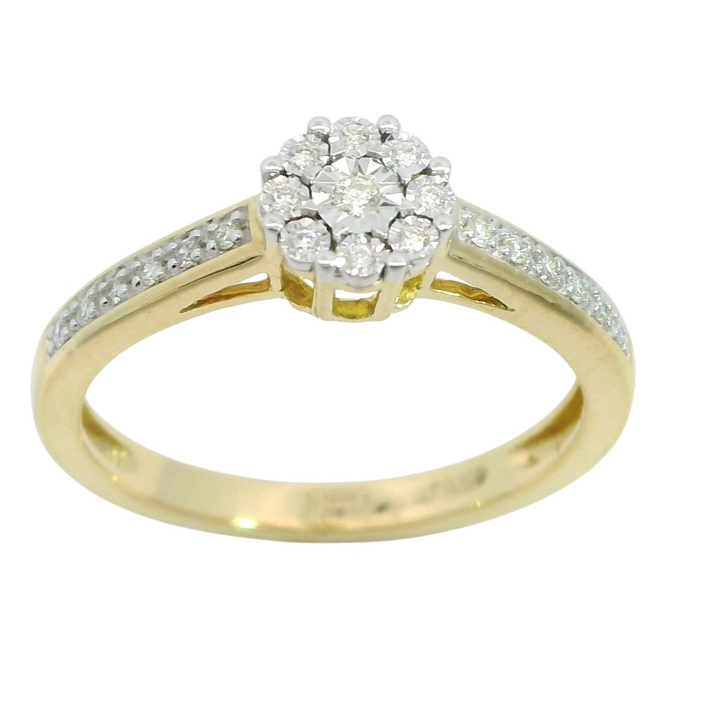 SORTIJA  BRILLANTES DI 12 RD 0.06 CT DI 1 RD SI-H 0.01 DI 8RD 0.03 CT.TW