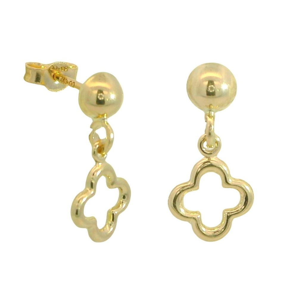 PENDIENTES MEDIA BOLA Y FLOR .15MM.