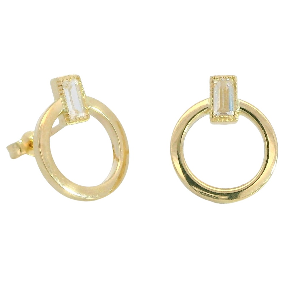 PENDIENTES REDONDOS CON CIRCONITA RECTANGULAR.11MM.