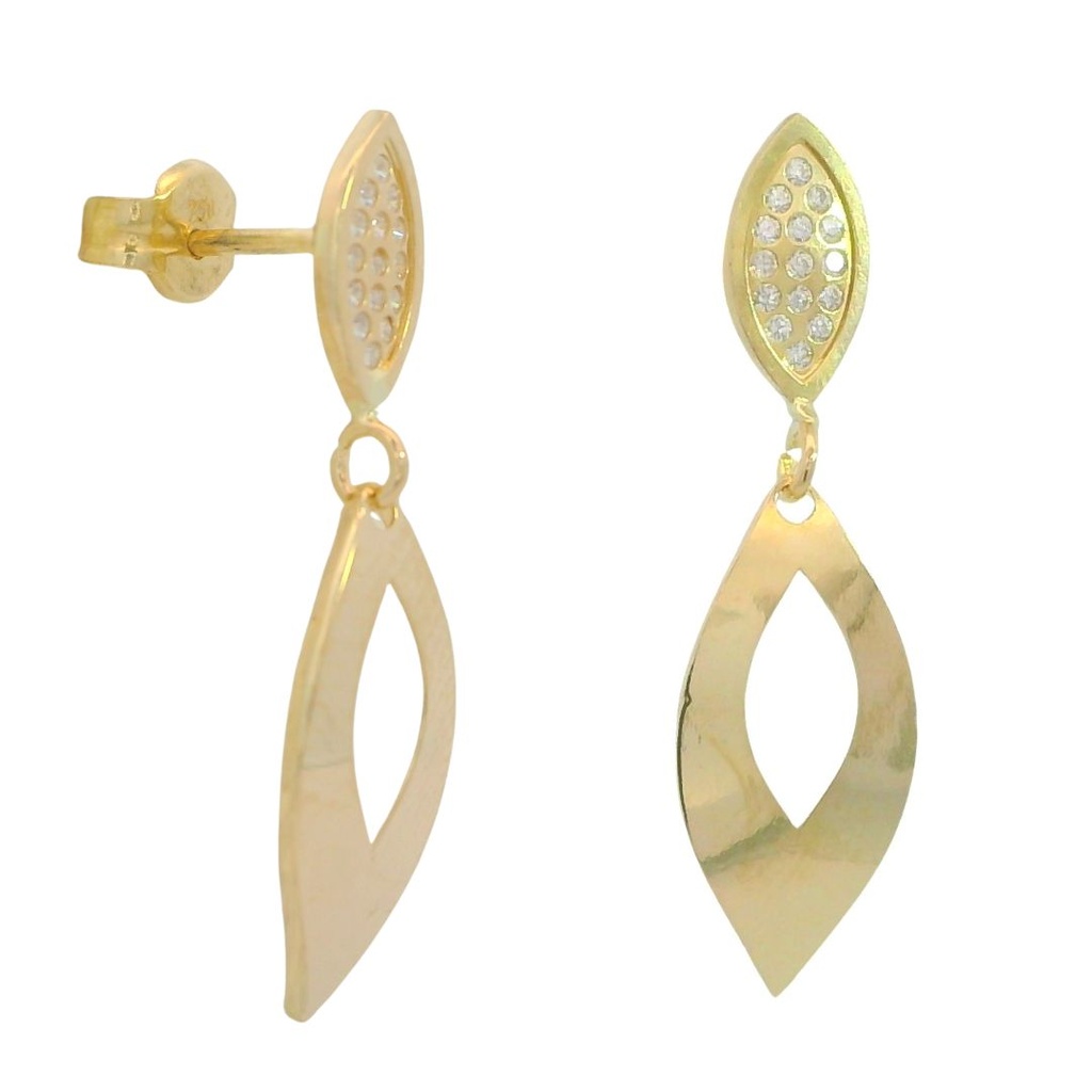 PENDIENTES LARGOS 25x6MM CON CIRCONITAS. PRESION