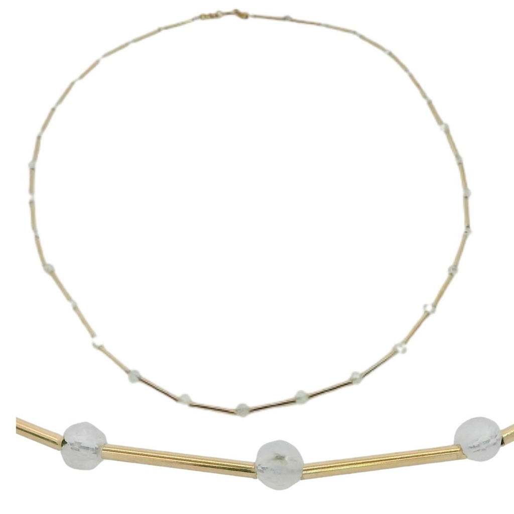 GARGANTILLA TUBOS CON PIEDRA LUNA SEMIPRECIOSA