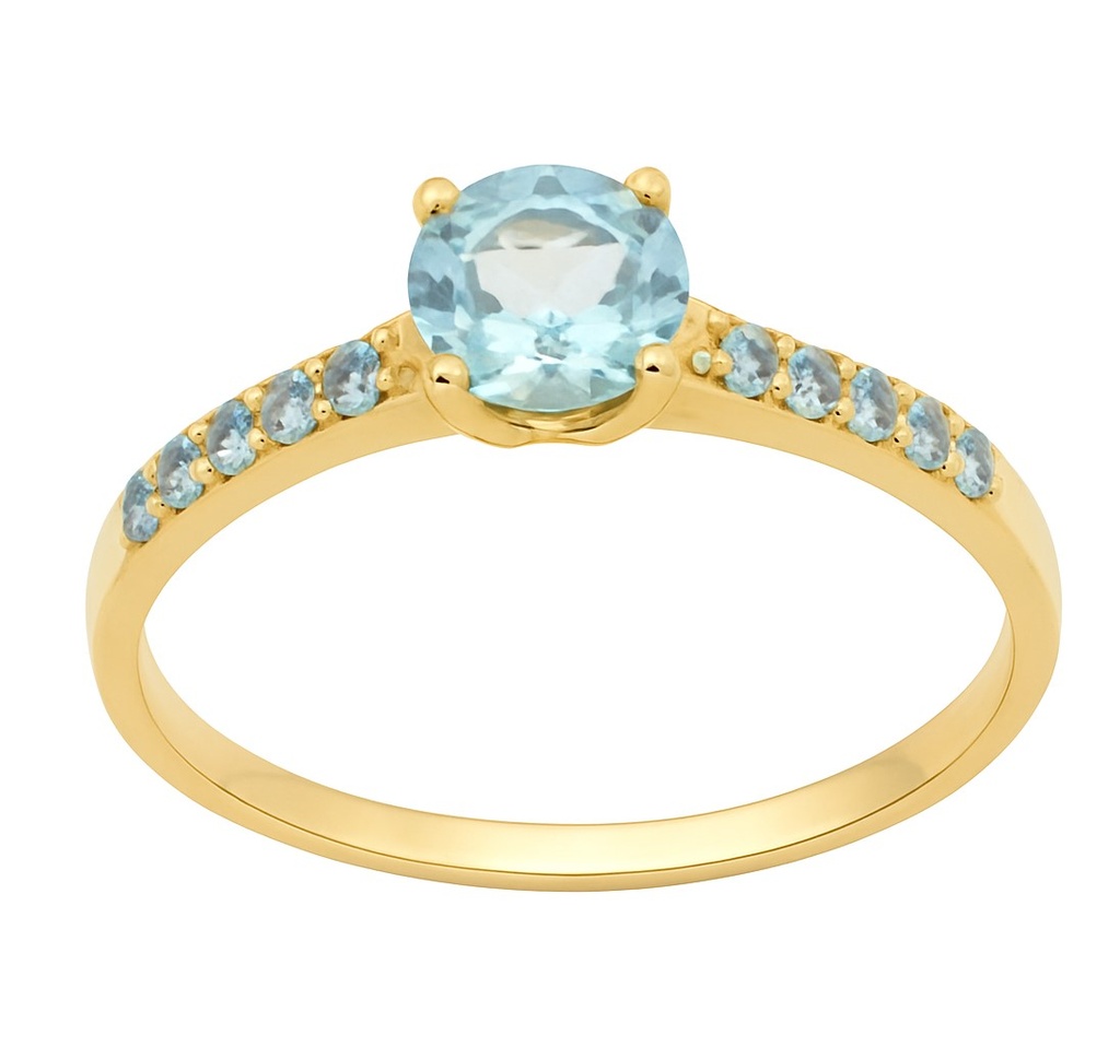 SOLITARIO GARRA PIEDRA TOPACIO AZUL NATURAL SEMI PRECIOSA5MM Y TOPACIOS  EN BRAZO