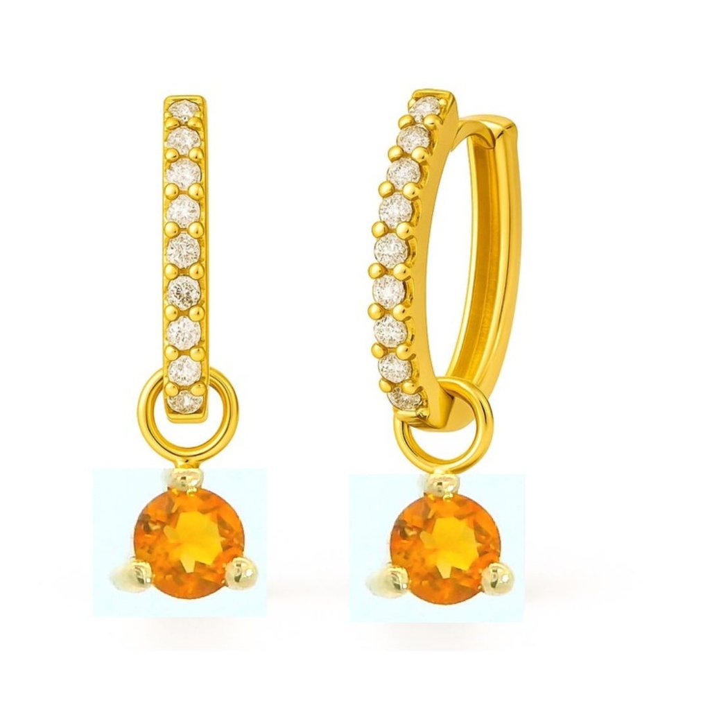 PENDIENTES ARO DESMONTABLE CITRINO 3MM Y CIRCONITAS.17x1'5MM.