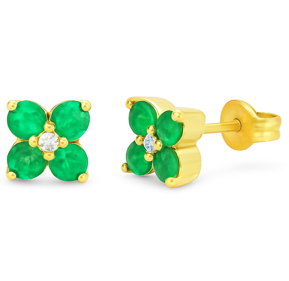 PENDIENTES BRILLANTES Di 2 RD 0.02 8 ESMERALDA 0.72 CTS