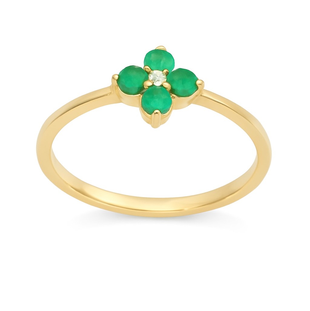 SORTIJA  BRILLANTES DI 1RD 0.01 CT 4 ESMERALDA 0.038 CTS