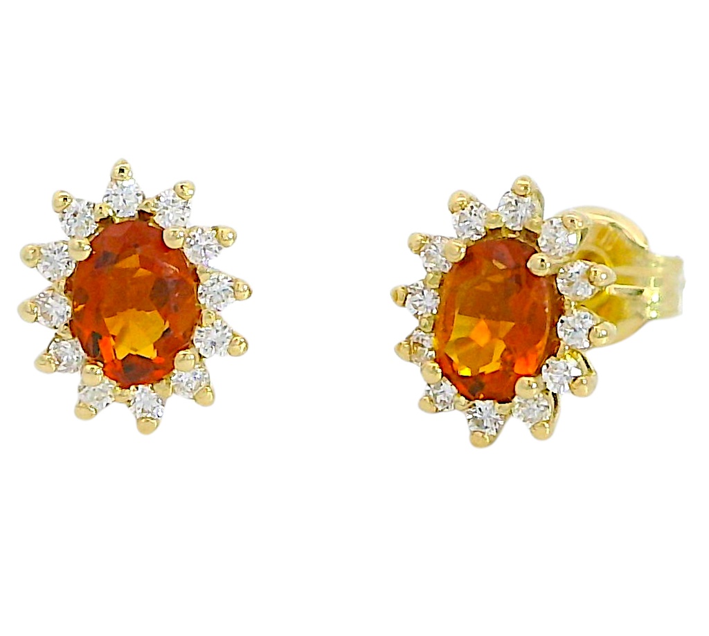 PENDIENTE ROSETON CITRINO DE 4x3MM Y CIRCONITAS.