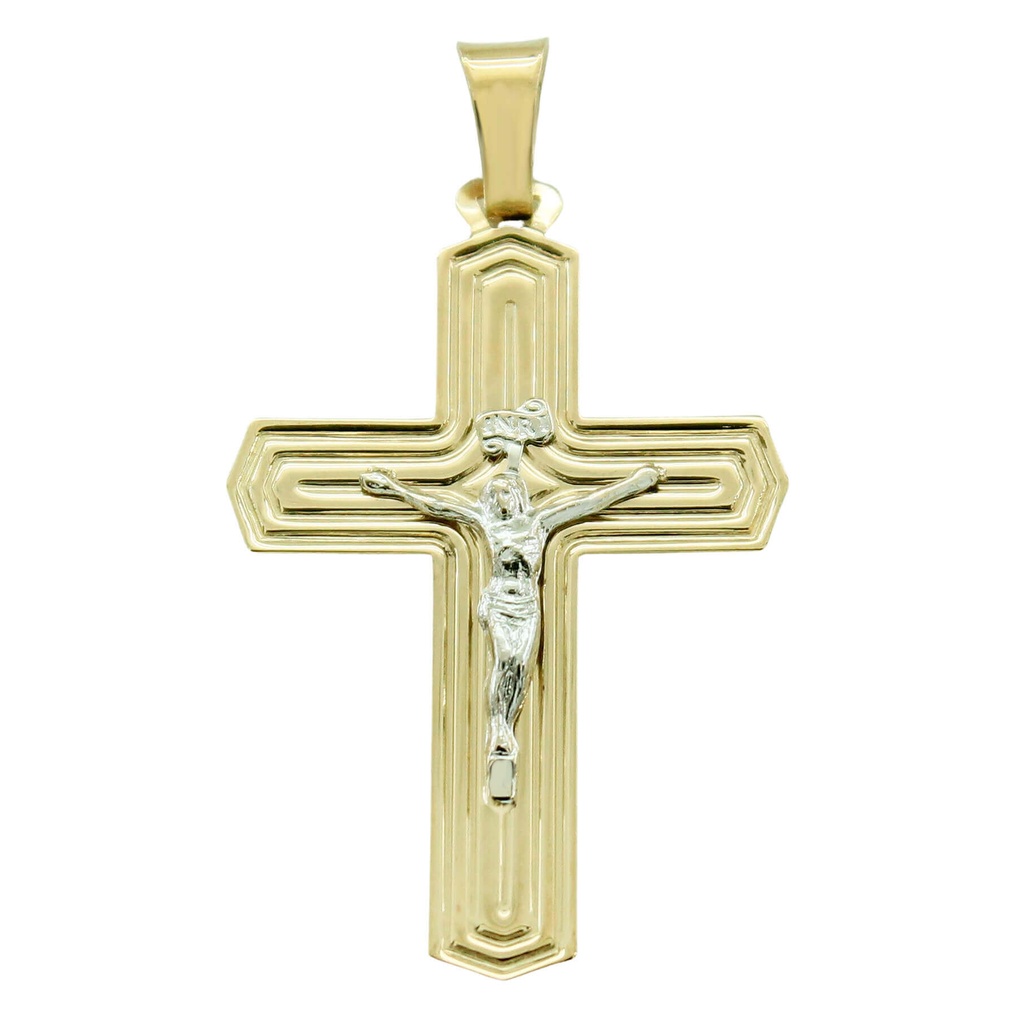 CRUZ CON CRISTO 37*24MM BICOLOR