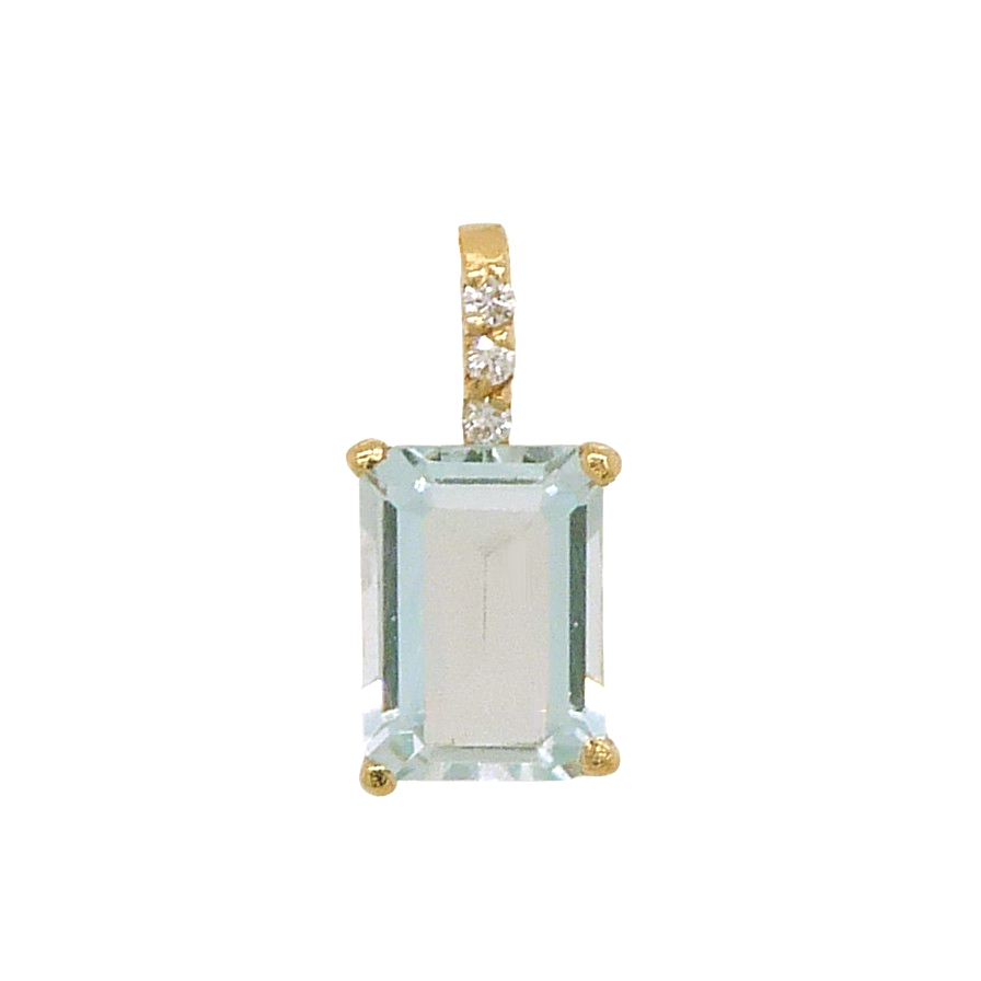COLGANTE AGUAMARINA 7x5MM 0.98 CT 3 BRILLANTES 1MM H-SI 0.015 CT TW