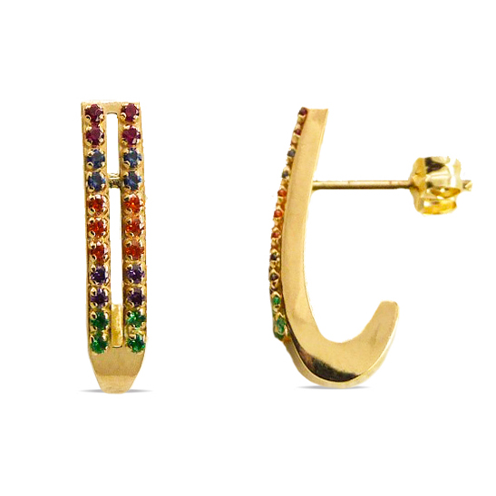 PEND.DOBLE ARO PIEDRAS COLOR 15MM PRESION