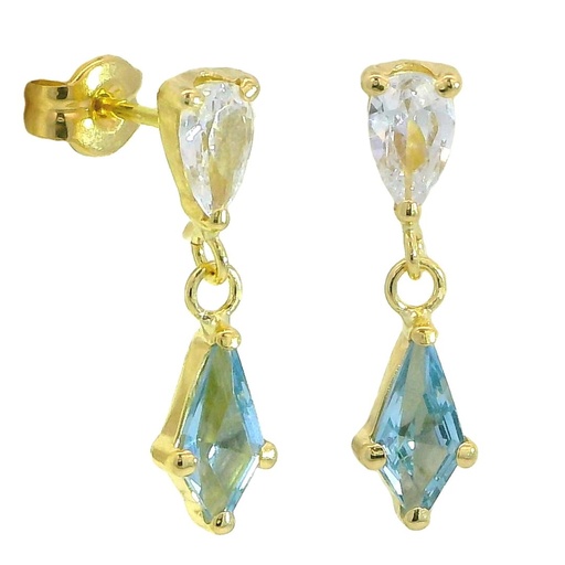 [5929A] PENDIENTES COMETA PIEDRA COLOR AGUAMARINA DE 7x4MM.12MM.