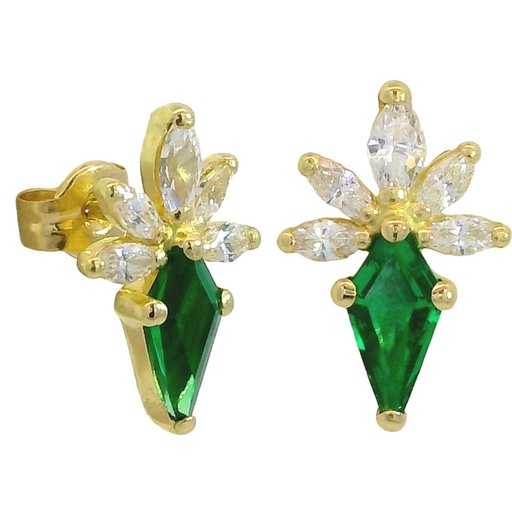 [5928E] PENDIENTES COMETA PIEDRA COLOR ESMERALDA DE 7x4MM.12MM.