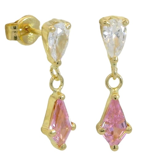 [5929R] PENDIENTES COMETA PIEDRA ROSA DE 7x4MM.12MM.