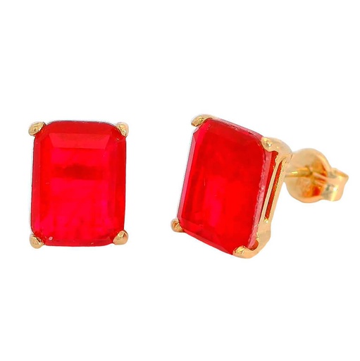 [5468R] PENDIENTES CUARZO COLOR  RUBI 8x6MM