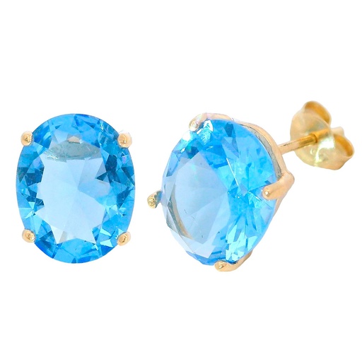 [5046A] PENDIENTES OVAL 10x8MM COLOR  AGUAMARINA PRESION