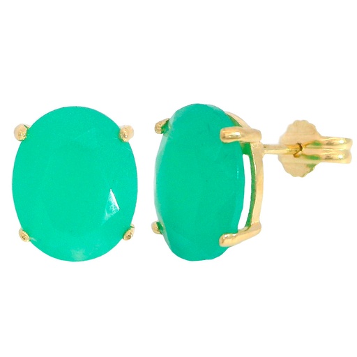 [5046E] PENDIENTES OVAL 10x8MM COLOR ESMERALDA PRESION