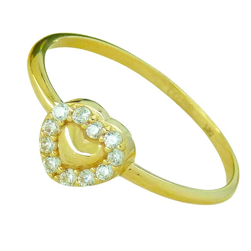 [5218] SORTIJA PIEDRAS CORAZON FUNDIDA