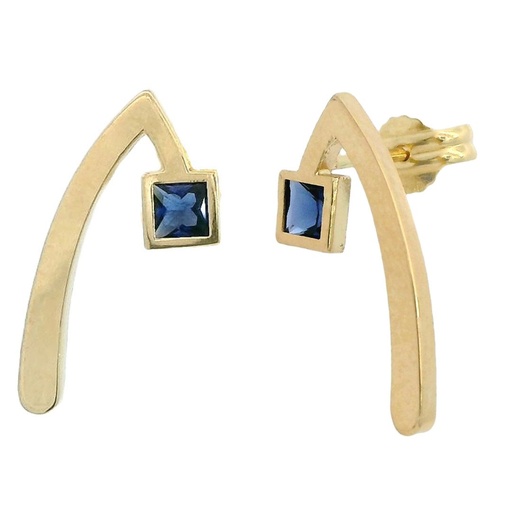 [5941Z] PENDIENTE "V" INVERTIDA PIEDRA COLOR ZAFIRO.21MM.