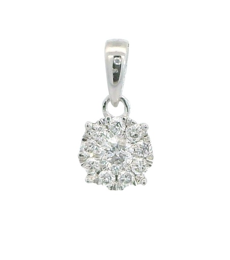 [B4208C/0.15] COLGANTE REDONDO 6x6MM 1 BRILLANTE DE  0.06 CT Y 9 DE 0.09 CT H-SI.0.15 CT TW