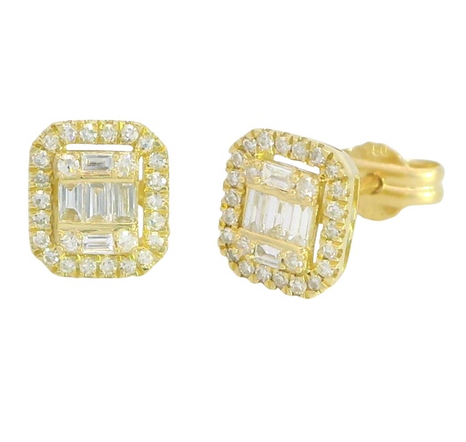 [B4207P/0.27] PENDIENTES BRILLANTES Di 6BG 0.165 DI 8 RD SI H 0.038 4 BG 0.022 36 SC 0.112  8 SC 0.022 CT.0.27 CT TW