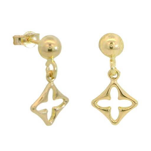 [00107] PENDIENTES MEDIA BOLA Y  FLOR.15MM.