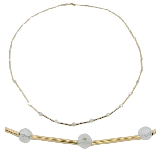 [00137N] GARGANTILLA TUBOS CON PIEDRA LUNA SEMIPRECIOSA