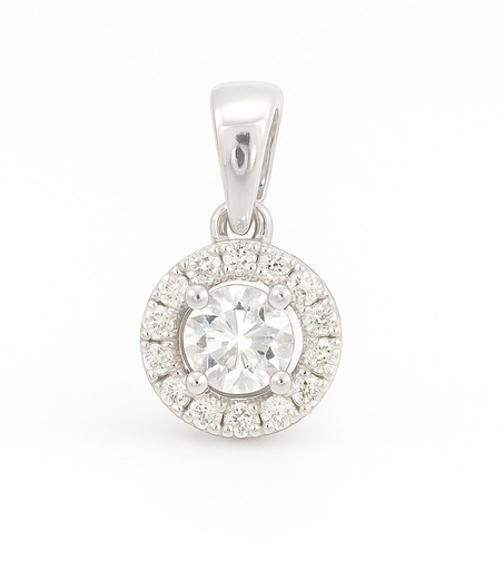 [B4216C/0.15] COLGANTE REDONDO 6x6MM 1 BRILLANTE DE  0.10 CT Y 9 DE 0.05 CTS