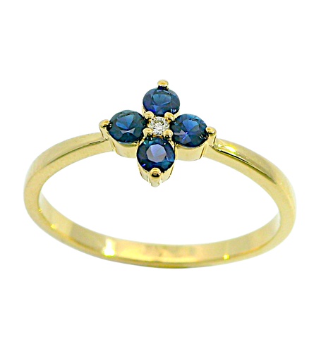 [B4219SZ] SORTIJA  BRILLANTES DI 1RD 0.01 CT 4 ZAFIROS 0.038 CTS