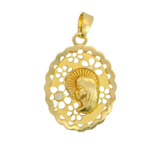 [3374] MEDALLA VIRGEN NIÑA CALADA 16*12 MM AMARILLA OVAL